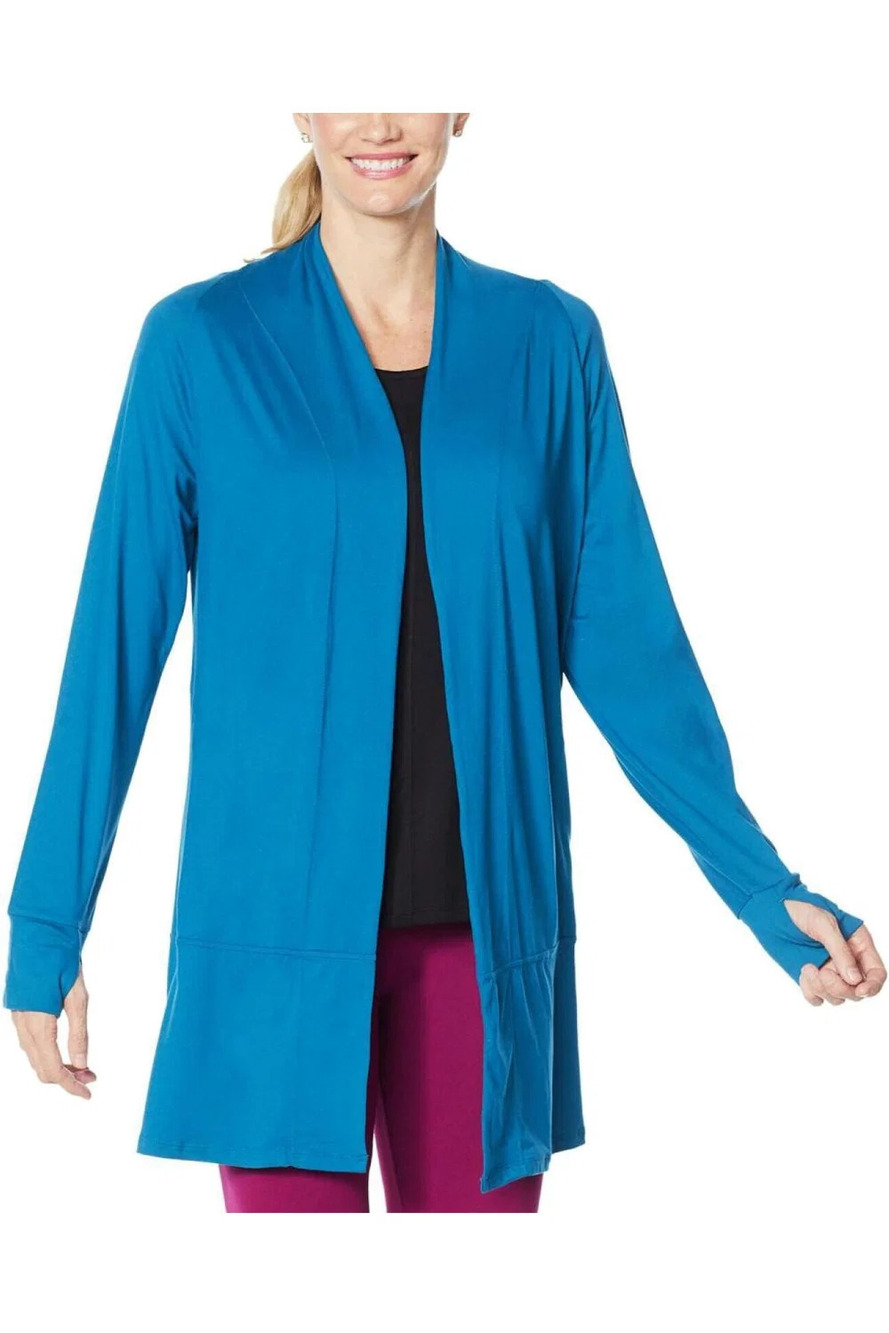 Comfort Code Stretch Jersey Knit Open Front Cardigan Blue - Regular